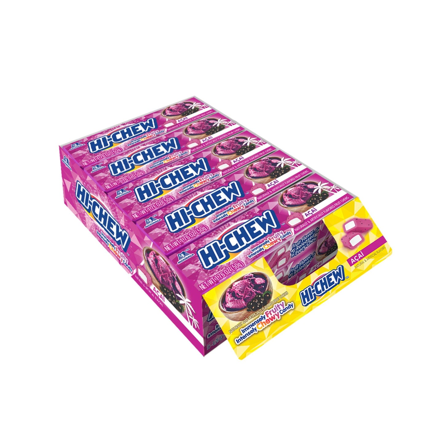 Hi-Chew Acai - Box Of 15 Sticks, 1.76Oz Ea | Unique Fun Soft & Chewy Taffy Candy | Immensely Juicy Exotic Fruit Flavors | Halloween Candy Favorite