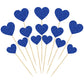 Gyufise 30Pcs Heart Cupcake Toppers Deep Blue Glitter Sweet Love Heart Cupcake Pick Decorations Valentine's Day Cake Decorations