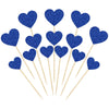 Gyufise 30Pcs Heart Cupcake Toppers Deep Blue Glitter Sweet Love Heart Cupcake Pick Decorations Valentine's Day Cake Decorations