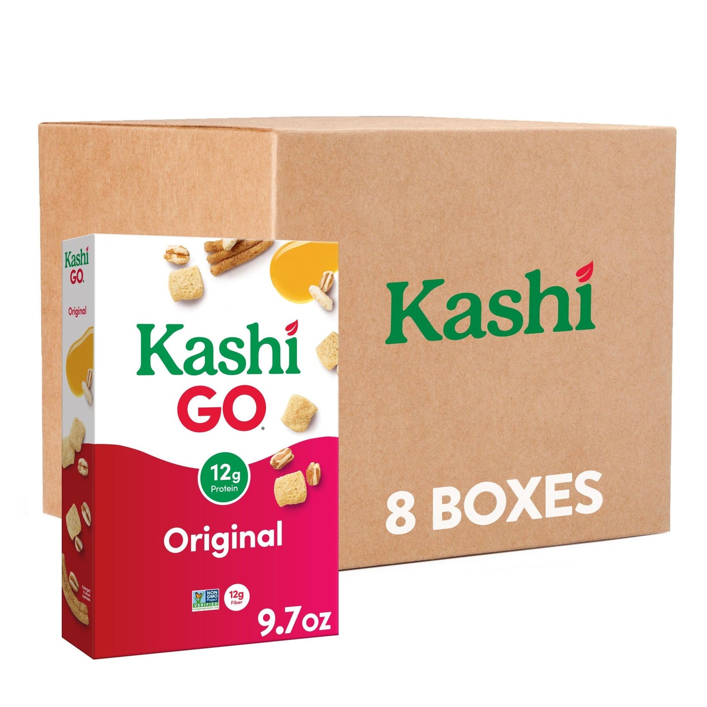 Kashi GO Breakfast Cereal, Fiber Cereal, Family Breakfast, Original (8 Boxes)