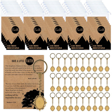 Qpige Mustard Seed Keychain Card, Bronze, Small, Christian Gifts for Women and Men, Faith-Based Baptism Inspirational Gift