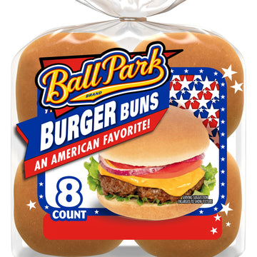 Ball Park White Burger Buns, 8 count, (1.88 oz each), Kosher Hamburger Buns, 15 oz Bag