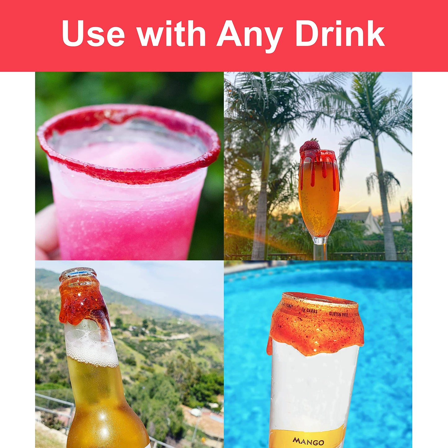 Cinco de Mayo Tamarindo Rim Dip Cocktail Rim Dressing - 3 Pack (3 x 7.6 oz. Containers) - Glass