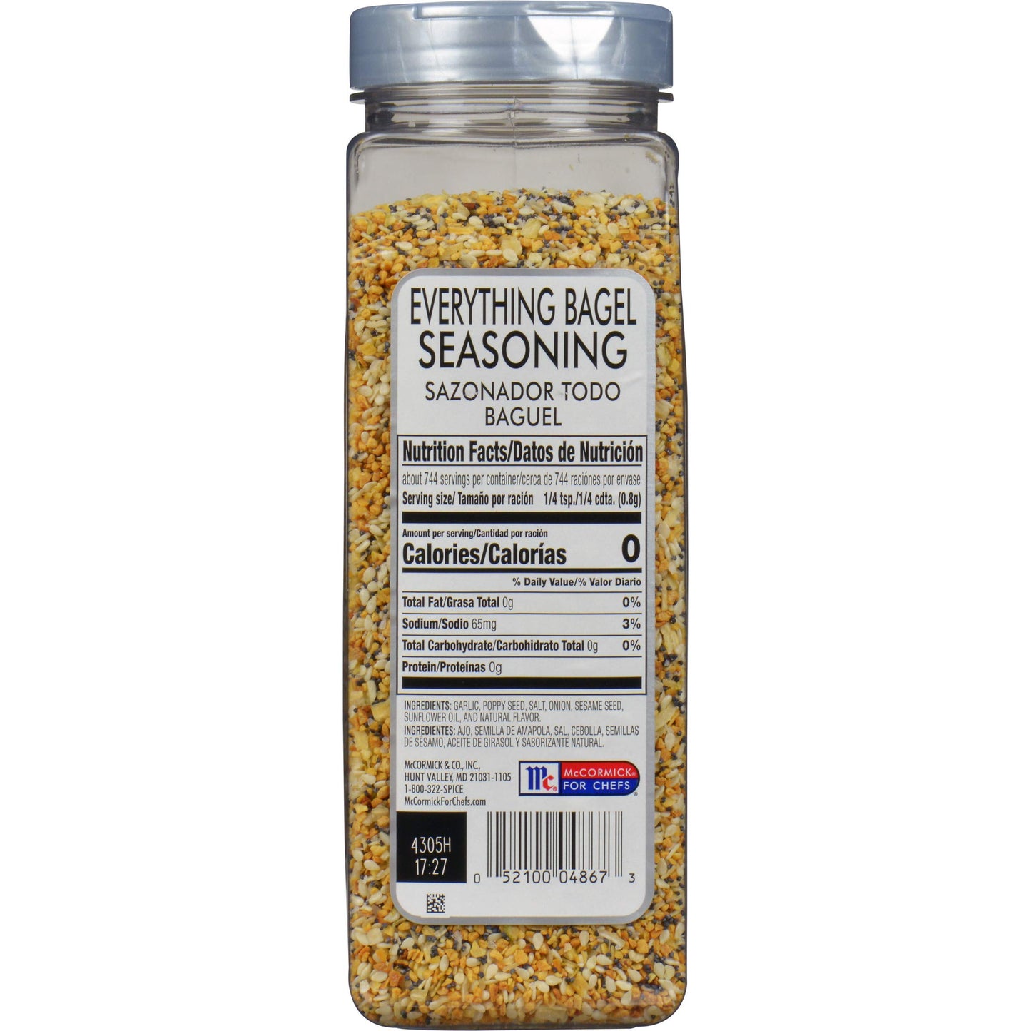 Mccormick Culinary Everything Bagel Seasoning, 21 Oz (Pack Of 6) - Six 21 Ounce Containers Of Everything Bagel Seasoning Blend Of Poppy Seed, Sesame Seed, Garlic, Onion And Salt