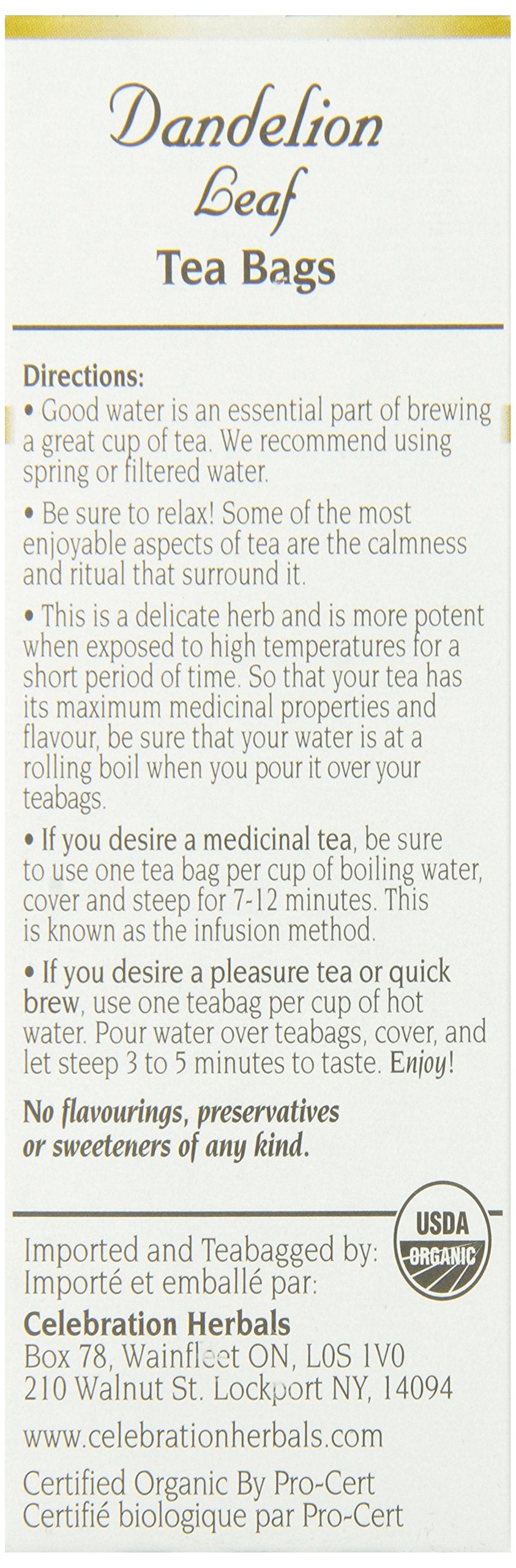 Celebration Herbals Dandelion Leaf Tea Bags 24 Count