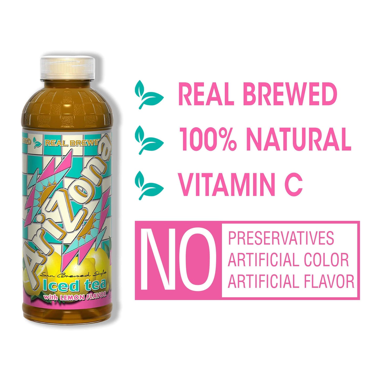 AriZona Lemon Tea, 16 Fl Oz (Pack of 12) - Refreshing Iced Beverage, Perfect for On-the-Go Enjoyment