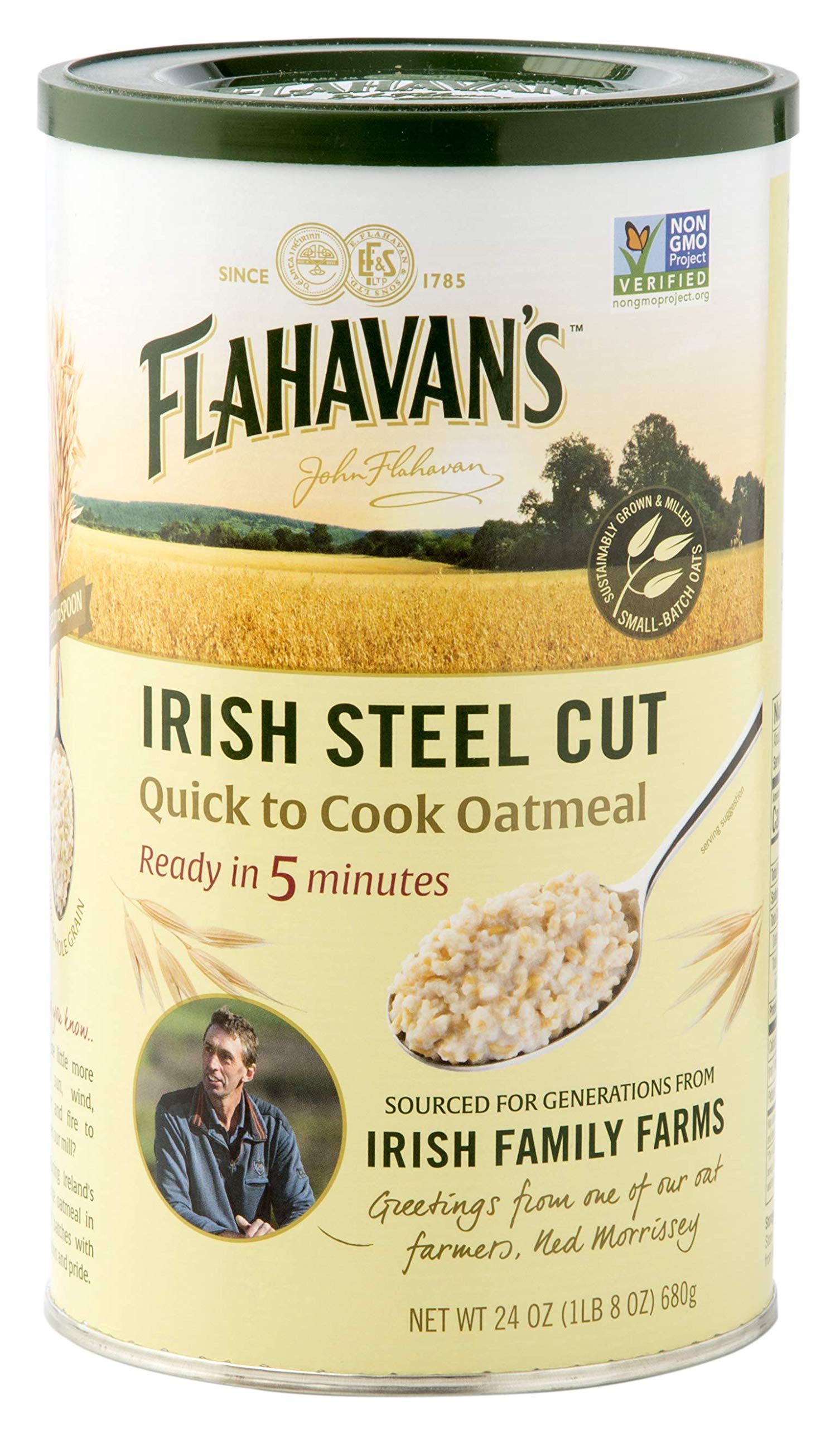 Flahavan s Quick to Cook 5 Minute, Irish Steel Cut Oatmeal, 24 Ounce (Pack of 6)