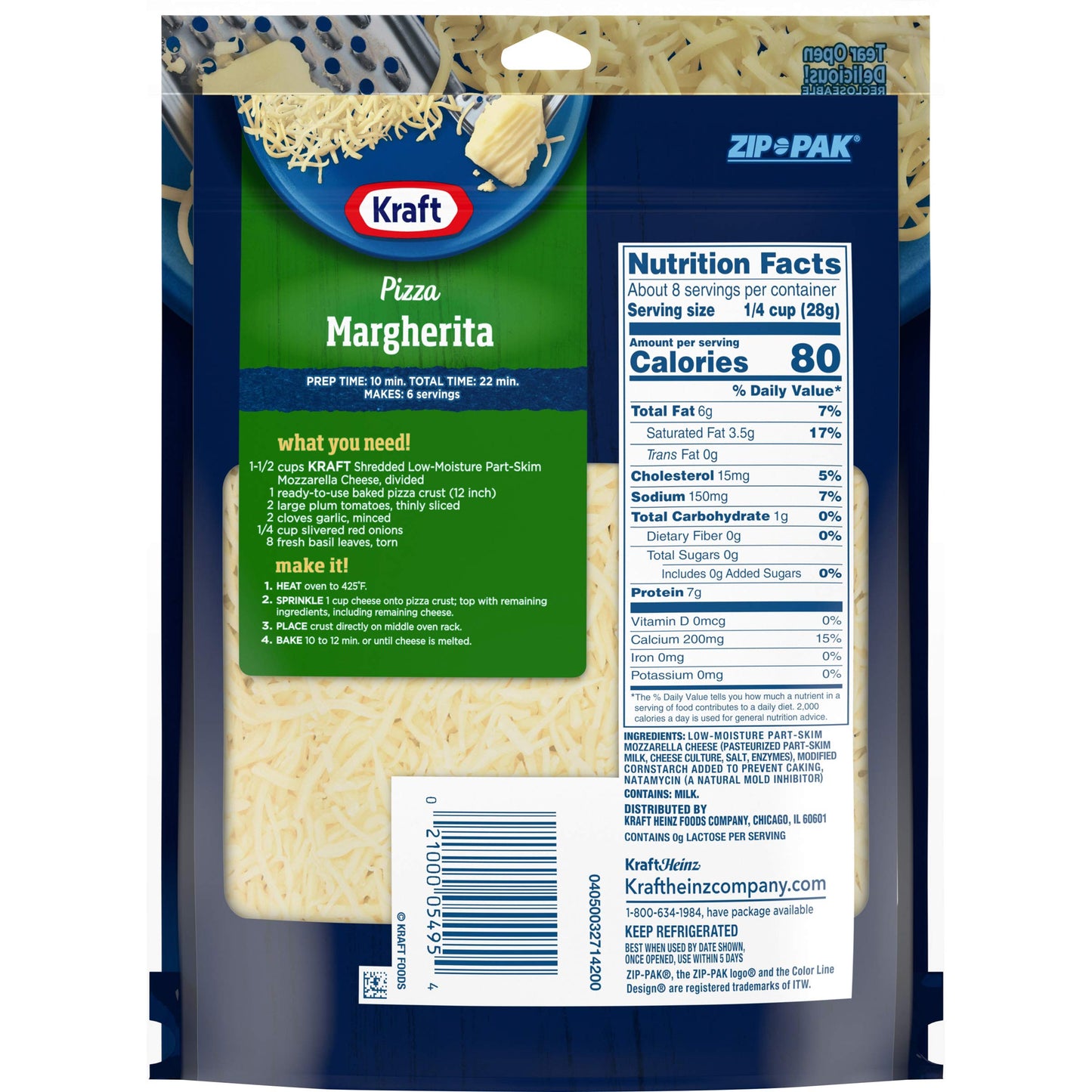 Kraft Finely Shredded Natural Mozzarella Shredded Cheese (8 oz Pouch)