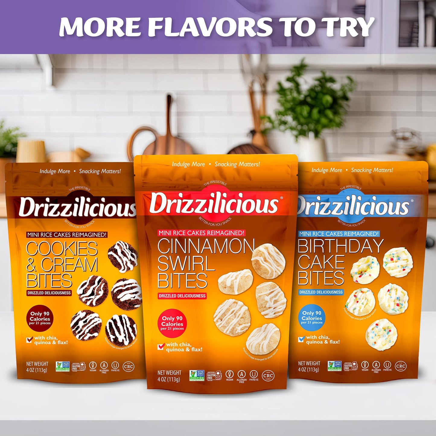 Drizzilicious Mini Rice Cakes Salted Caramel - Rice Crisps, Healthy Snack For Mature-Themeds & Kids, Flavored Rice Cakes, Vegan, Gluten Free, Allergen Free, 90 Calories Per Serving- 4 Oz (Pack Of 6)