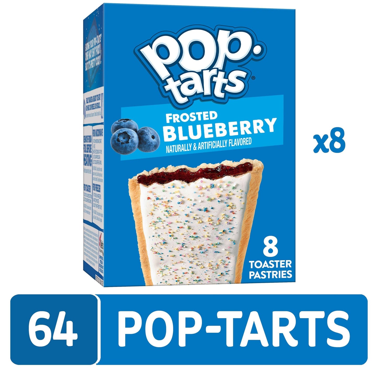 Pop-Tarts, Breakfast Toaster Pastries, Frosted Blueberry, 6.772lb Case (32 Count)