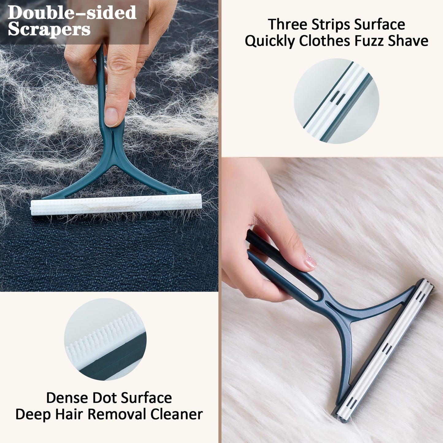 Mollypaws Pet Hair Remover For Couch, Carpet Scraper Fur Removal Tool For Furniture, Lint Cleaner Dog Hair, Reusable Cat Hair Re