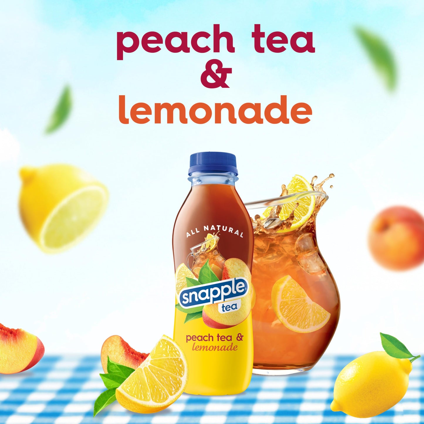 Snapple Peach Tea Lemonade, Pack of 12, 16 Fl Oz Bottles