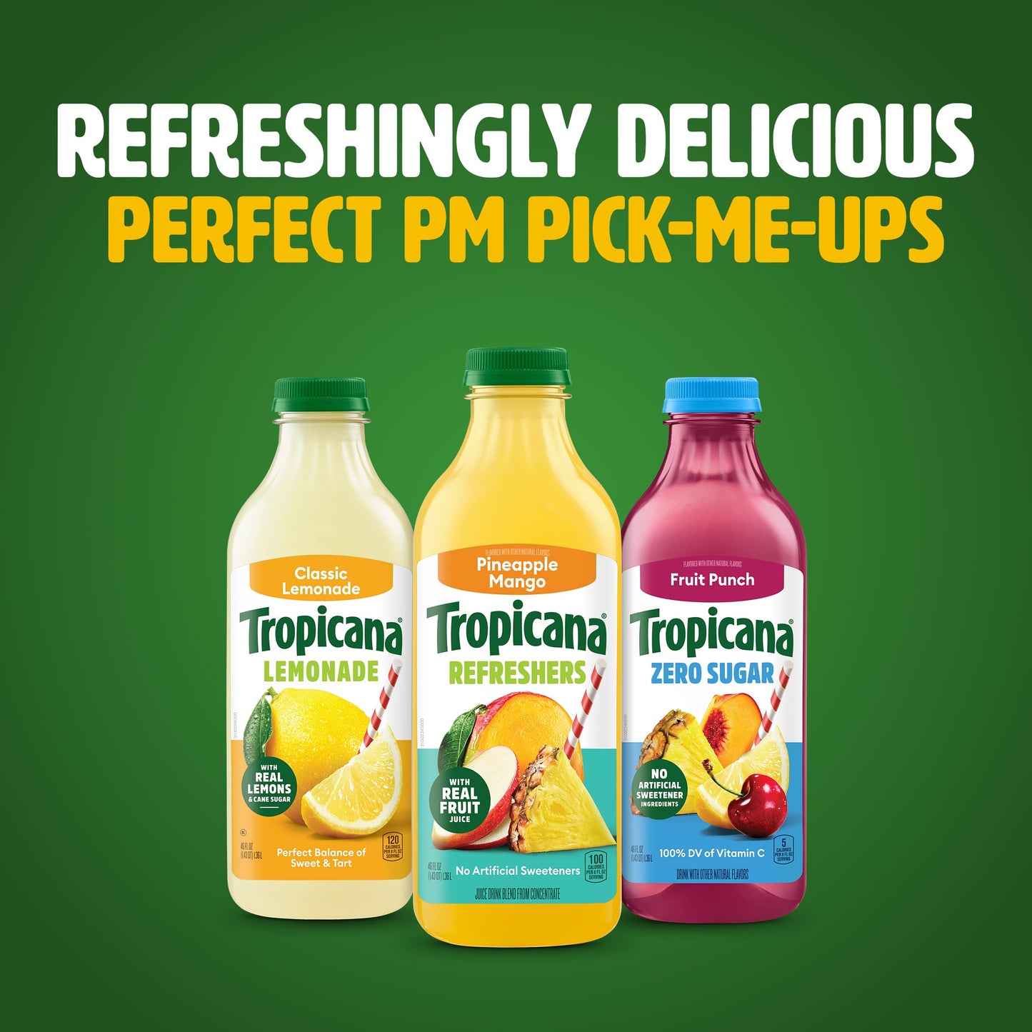 Tropicana Refreshers Pineapple Mango Juice Drink  with Real Fruit Juice  46 fl oz Bottle