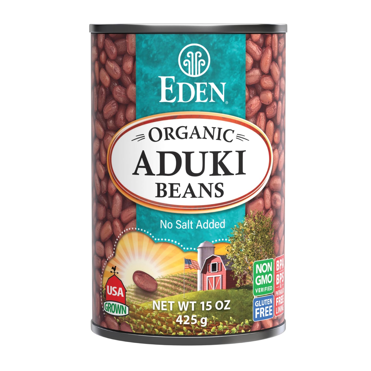 Eden Organic Aduki Beans, (Azuki, Adzuki), Non-GMO, No Salt Added, Red Beans, Macrobiotic, 15 oz. Can (12-Pack Case)