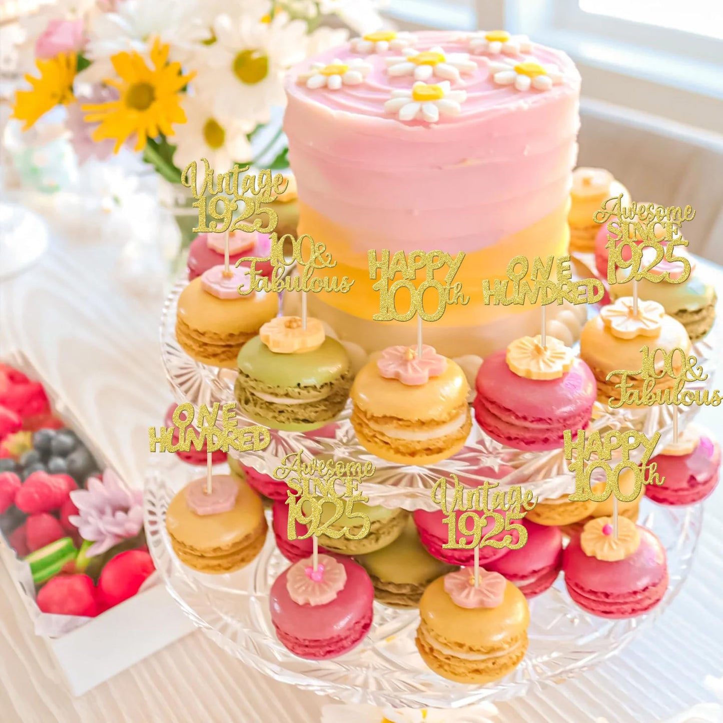 30Pcs Vintage 1923 Cupcake Toppers Glitter One Hundred Happy 100Th Birthday 100 Fabulous Cupcake Picks Awesome Since 1923 Cake D