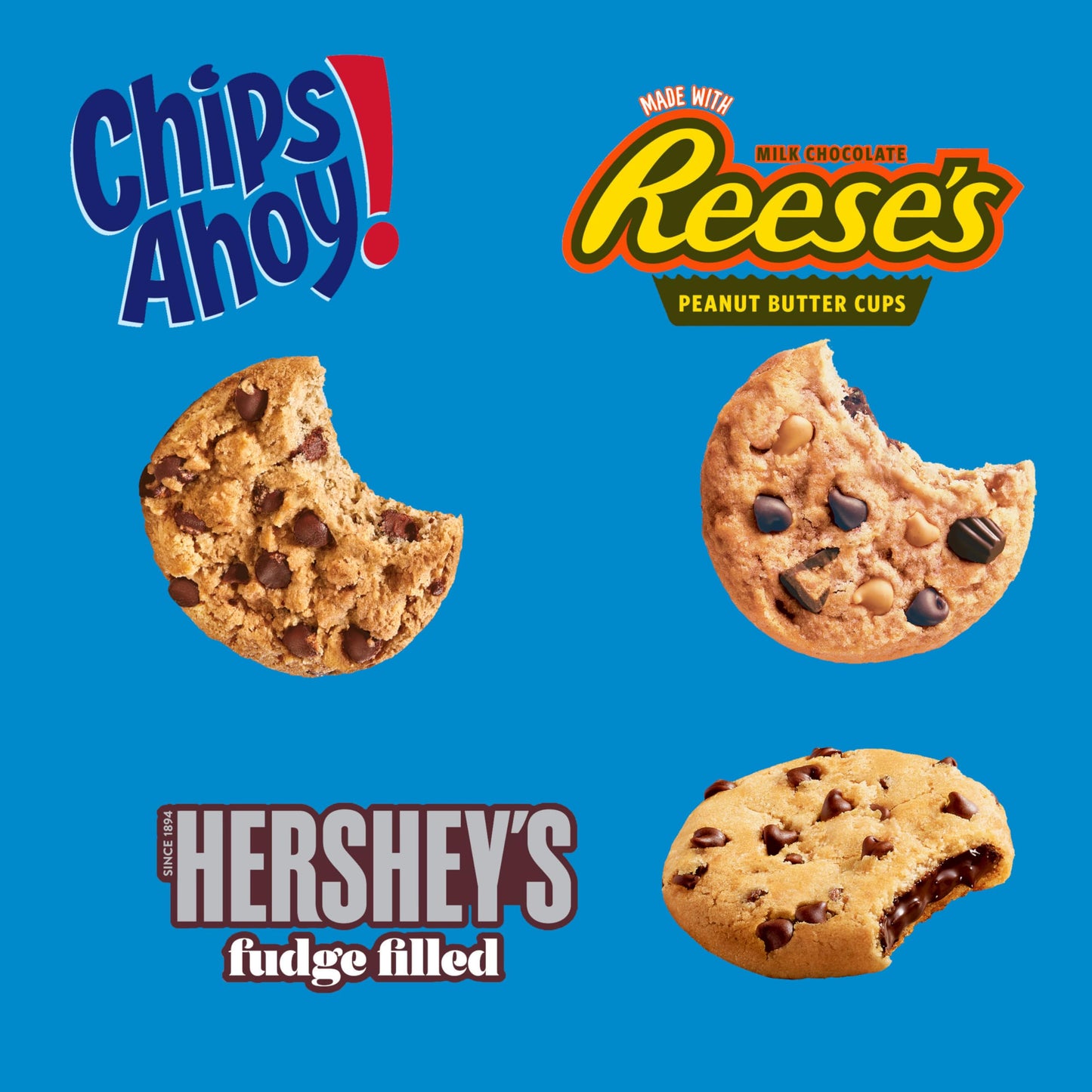 CHIPS AHOY! Cookies Variety Pack, Original Chocolate Chip, Chewy Chocolate Chip with Reese s Peanut Butter Cups & Chewy Hershey