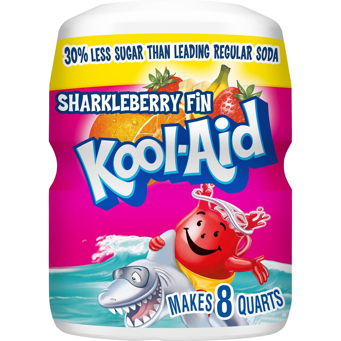 Kool-Aid Strawberry Orange Punch Powdered Drink Mix, Caffeine Free, 19 oz Canister, Pack of 12