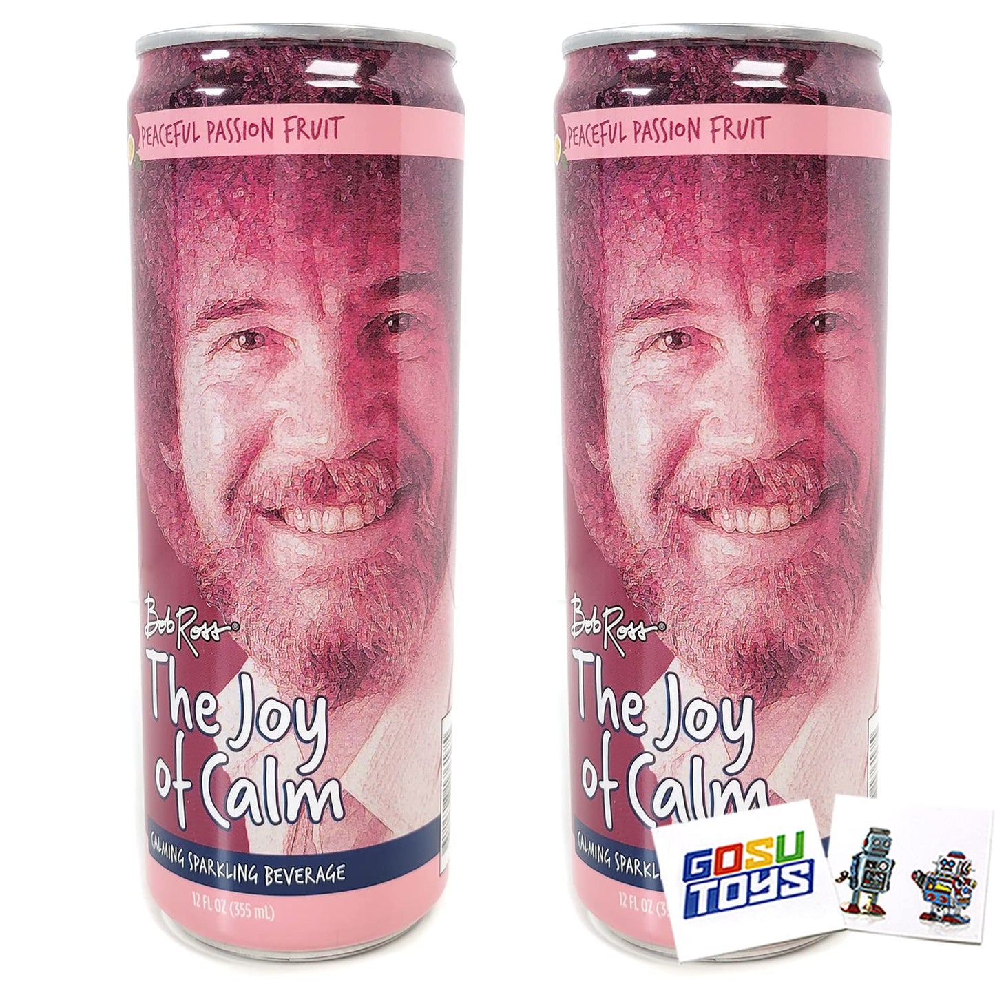 Bob Ross The Joy of Calm Peaceful Passion Fruit Calming Sparkling Beverage with 2 Gosutoys Stickers (2 Pack)