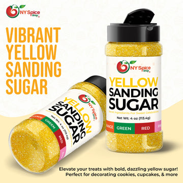 Ny Spice Shop Yellow Sanding Sugar For Memorial Day - 4 Ounce Sweet Colorful Edible Sprinkles For Candy Dish - Chocolate Sprinkl