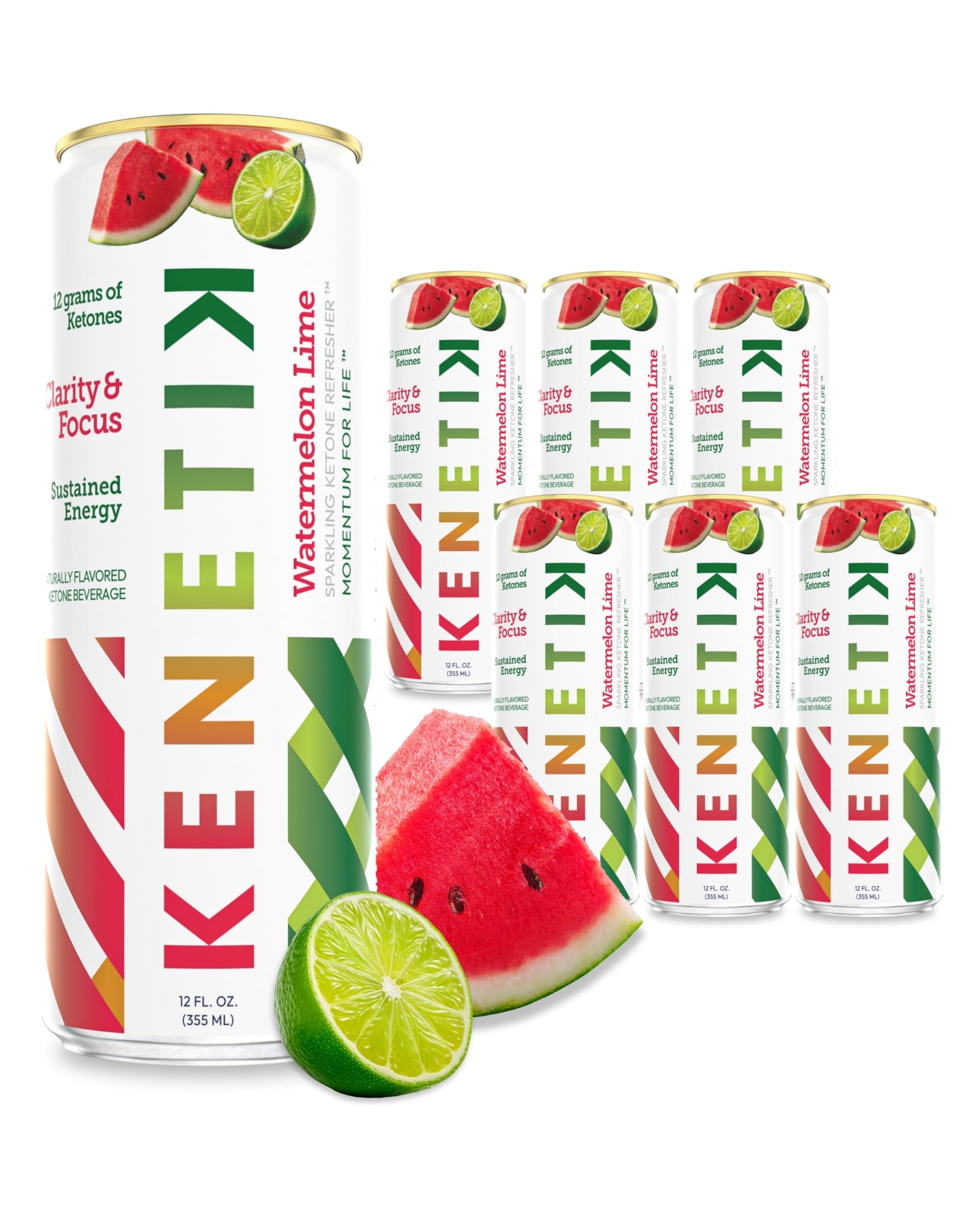 NEW! KENETIK Nootropic Ketone Drink  Ketones for Energy & Focus  Caffeine & Sugar Free  High Performance D-BHB Ketone Mix  Fuel w/Zero Crash or Jitters  Ready to Drink - Watermelon Lime 6 Pk