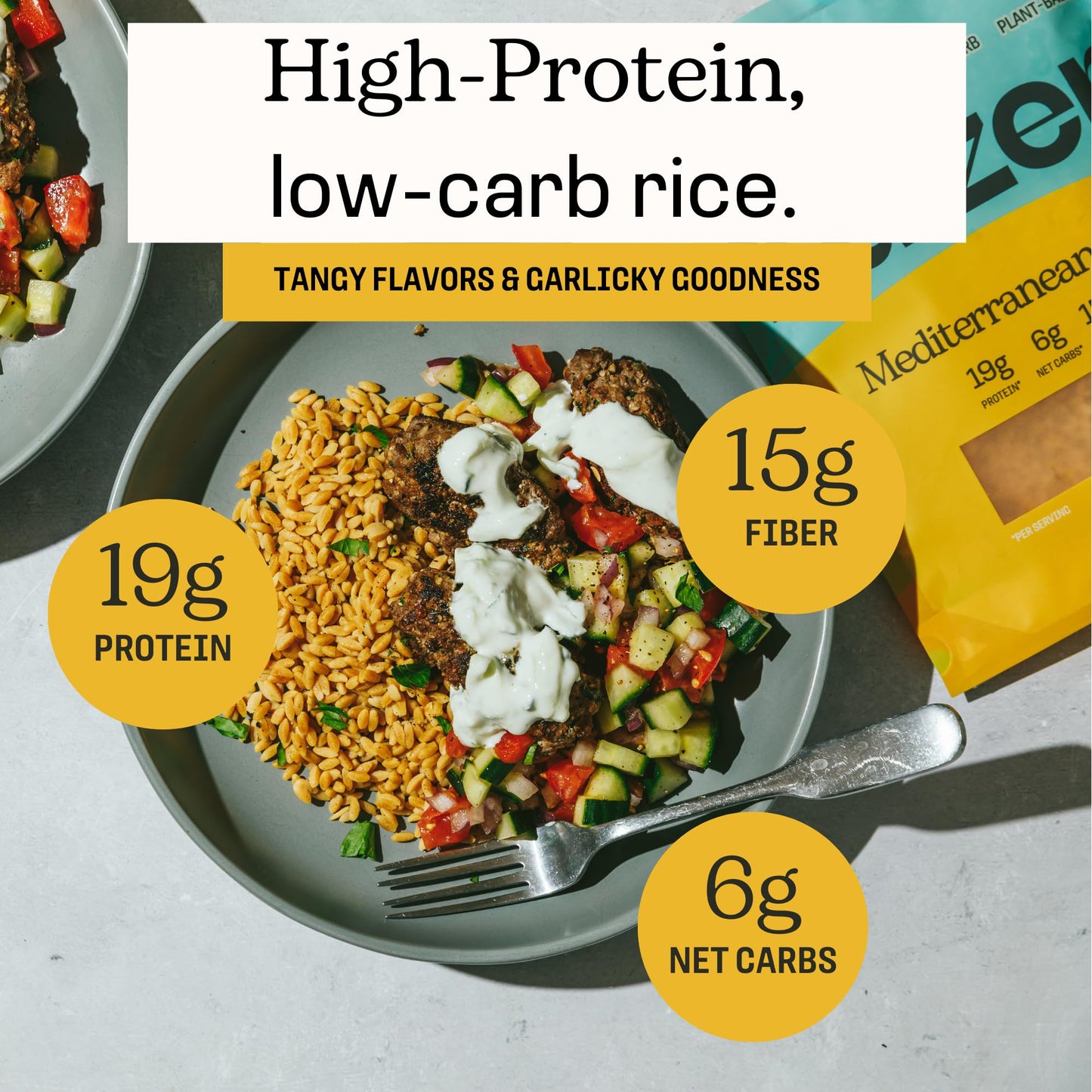 Kaizen Low Carb Keto Mediterranean Rice -High Protein (20G), Keto Friendly, Gluten-Free, Plant-Based, Made With High Fiber Lupin
