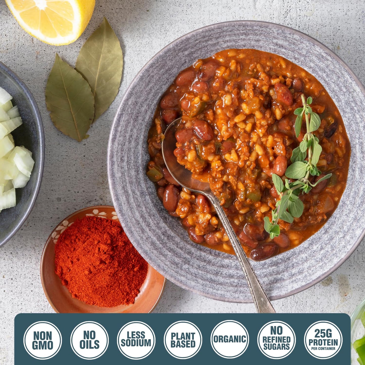 PLANTSTRONG Spicy Cajun Jambalaya Chili Soup - Organic, Plant-Based, Non-GMO, Vegan, High Protein Chili Soup