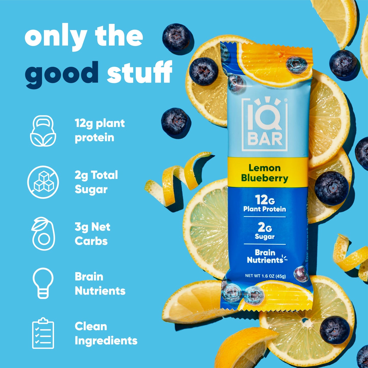 IQBAR Keto Protein Bars - Lemon Blueberry - 24 Count - Low Carb, High Fiber, Vegan Snack
