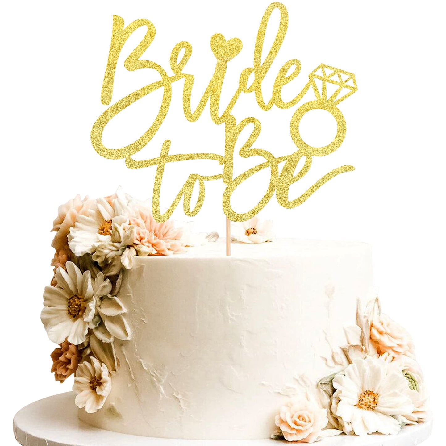 YCTHUNFISH Bride to Be Cake Topper, Glitter Ring Decoration, Gold, Wedding & Bachelorette Party Supplies