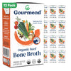 Organic Unsalted 16.9oz Beef Bone Broth from Gourmend Foods (12 Pack) - Just 10 Ingredients, Low FODMAP Certified, Filler Free, 