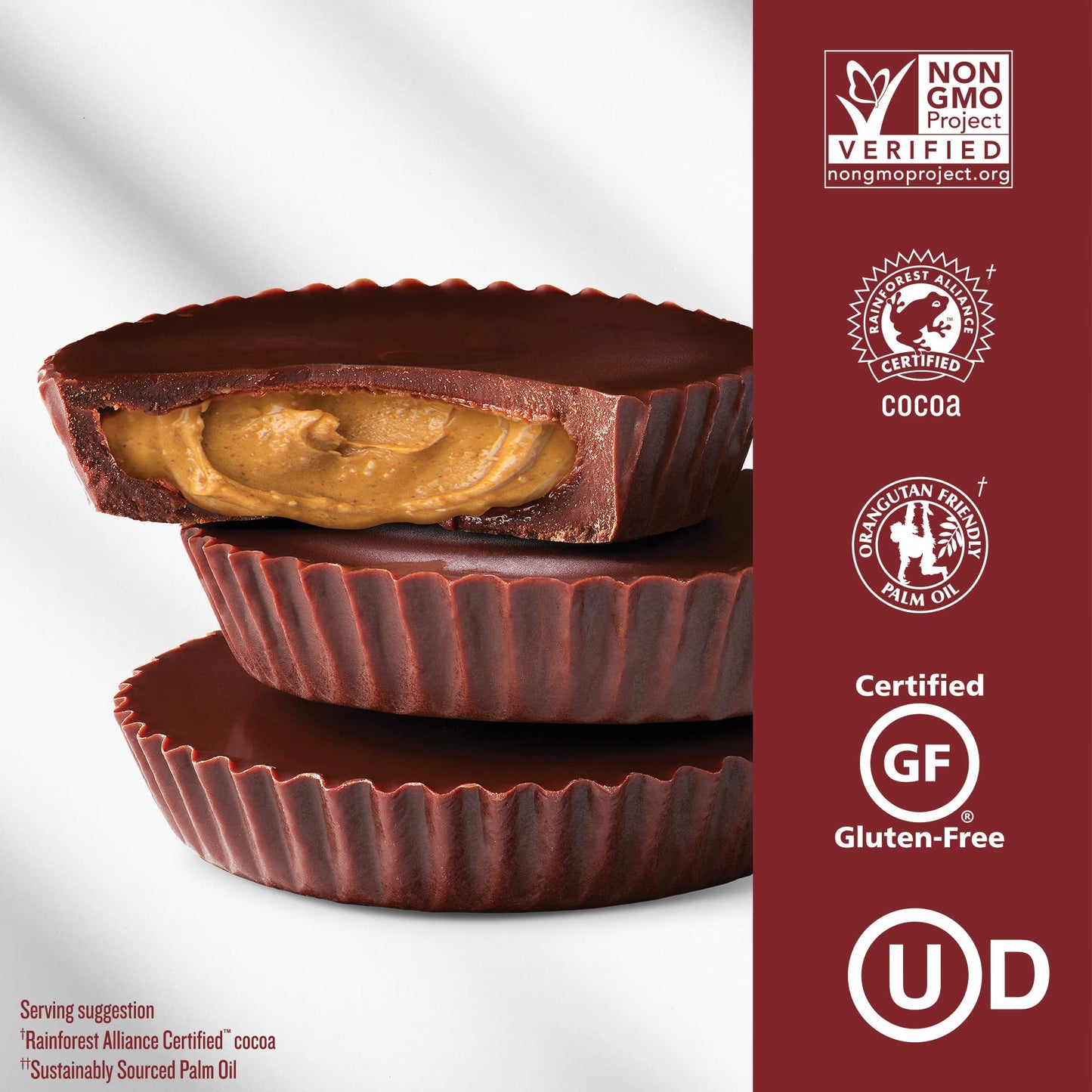 JUSTINS Organic Dark Chocolate Peanut Butter Cups  12 Pack (2 cups each)