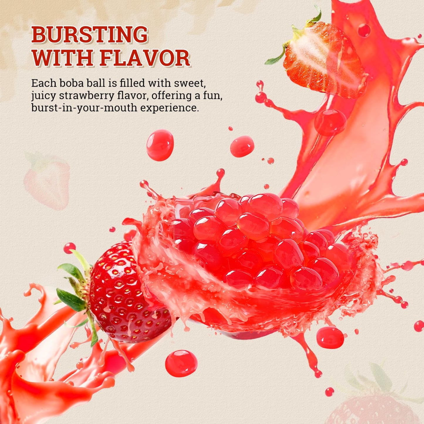 52Usa Strawberry Popping Boba (500G), Popping Pearls For Bubble Tea, Beverages, Sweets, Ice Cream, Shakes, Desserts & Smoothies