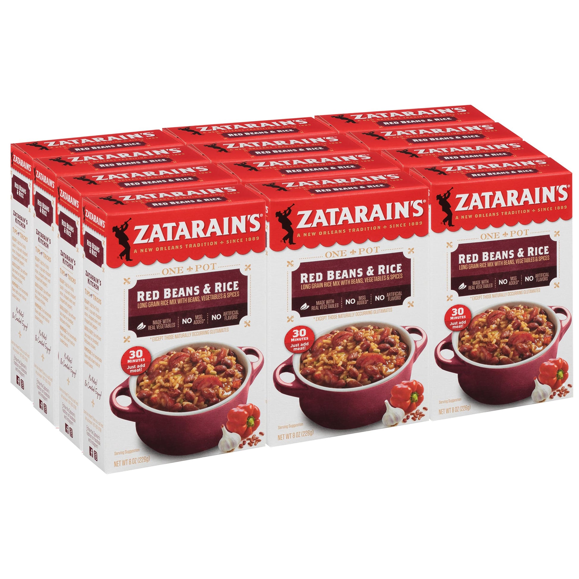 Zatarains Red Beans & Rice Dinner Mix, 8 Ounce, Pack of 12