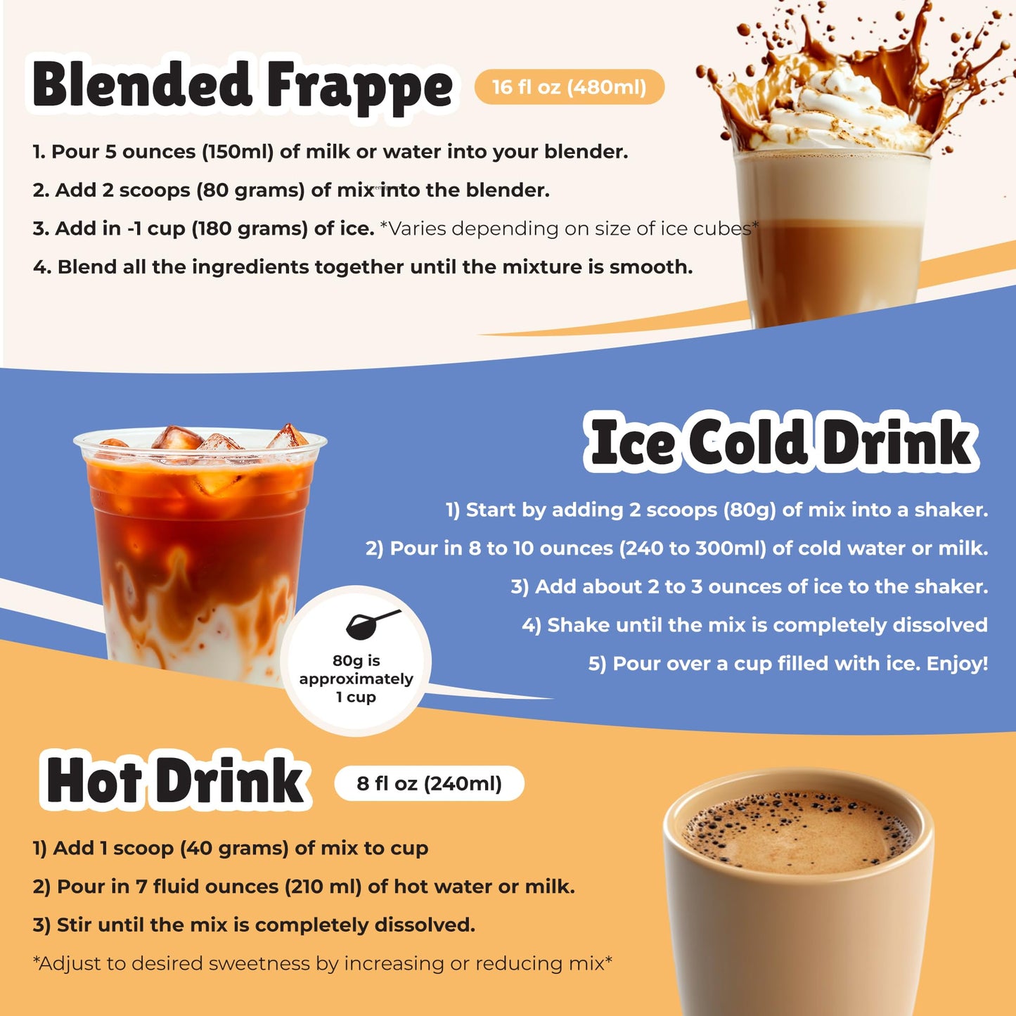Premium Thai Tea Blended Crme Powder Mix To Make Frappes, Bubble Tea, Boba Tea, Hot Or Iced Tea | Perfect For Home Or Cafe Or Re