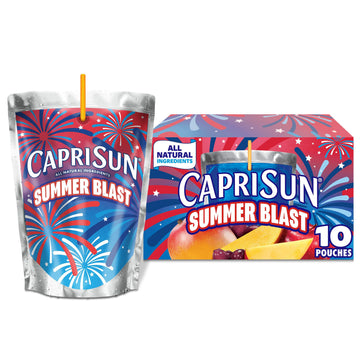Capri Sun Summer Blast Passion Fruit Mango flavored Juice Drink Blend  from concentrate with other natural flavor  10 ct Box  6 fl oz Pouches