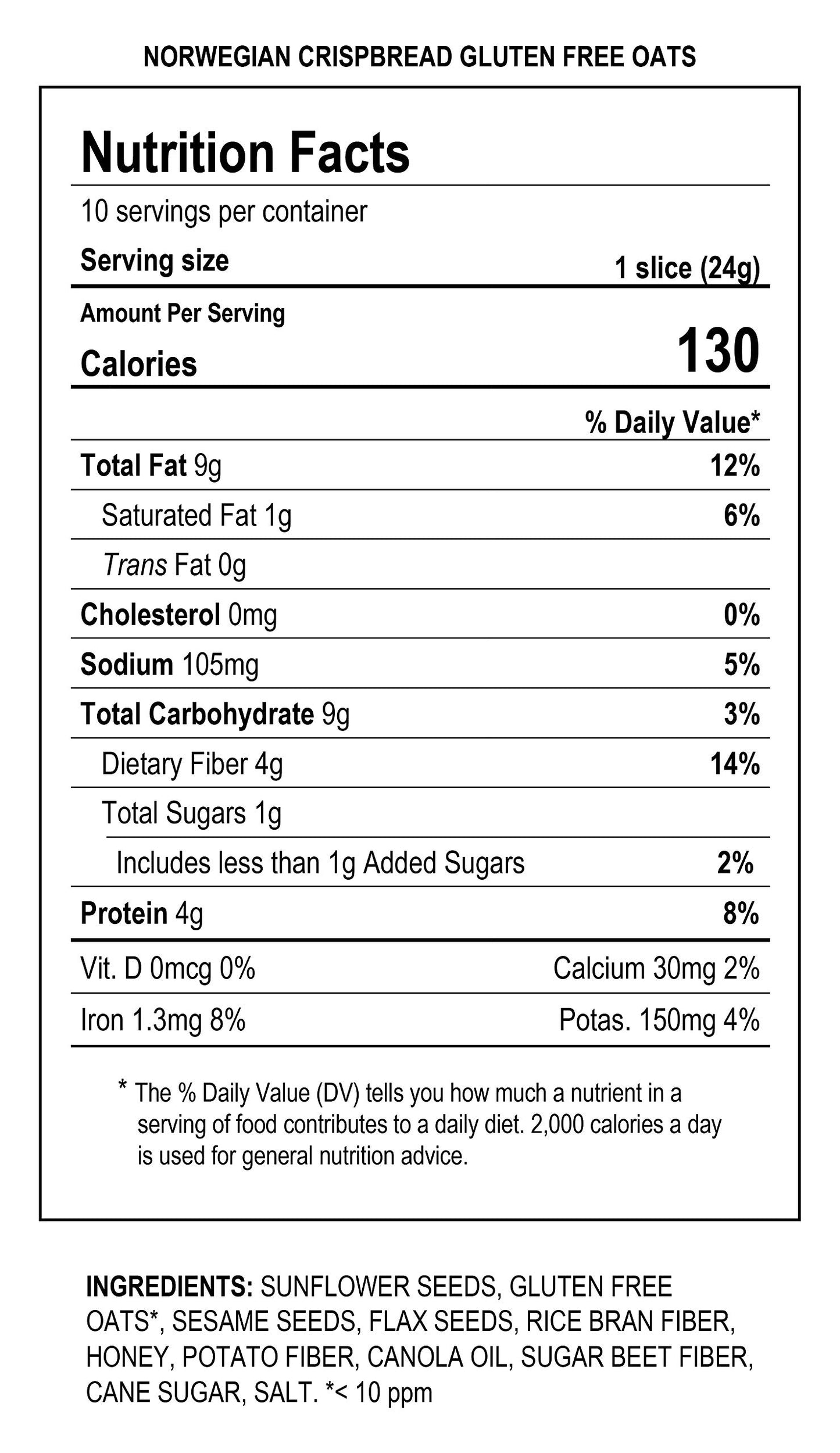 Sigdal Bakeri Norwegian Crispbread - Non-GMO, Vegan, Sugar Free, High Fiber, Gluten Free Oats - 6 Pack, 0.17 Ounce Each