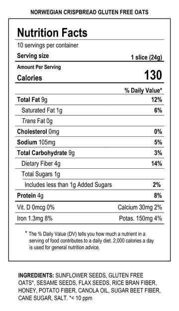 Sigdal Bakeri Gluten Free Oats Wholegrain Crispbread 8.29 Oz Bags - Pack Of 12