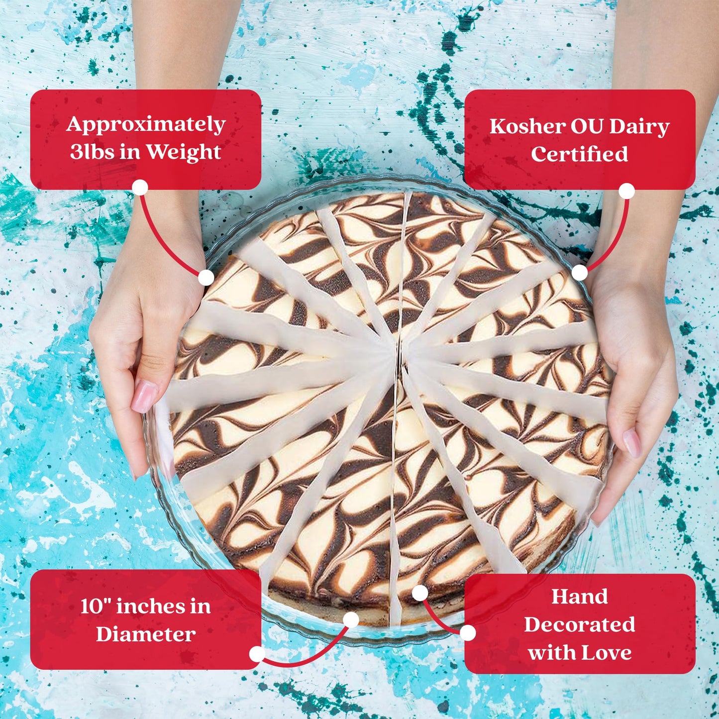 David'S Cookies Marble Truffle Cake 10'' - No Sugar Added Pre-Sliced 14 Pcs. Creamy Cake, Fresh Bakery Dessert Great Gift Idea