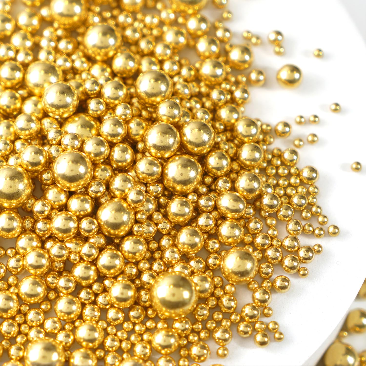Joyvitas Gold Pearl Dessert Sprinkles, Edible Sugar Candy Pearls, 150g/5.29oz for Cake Decorating, Cupcakes, Cookies