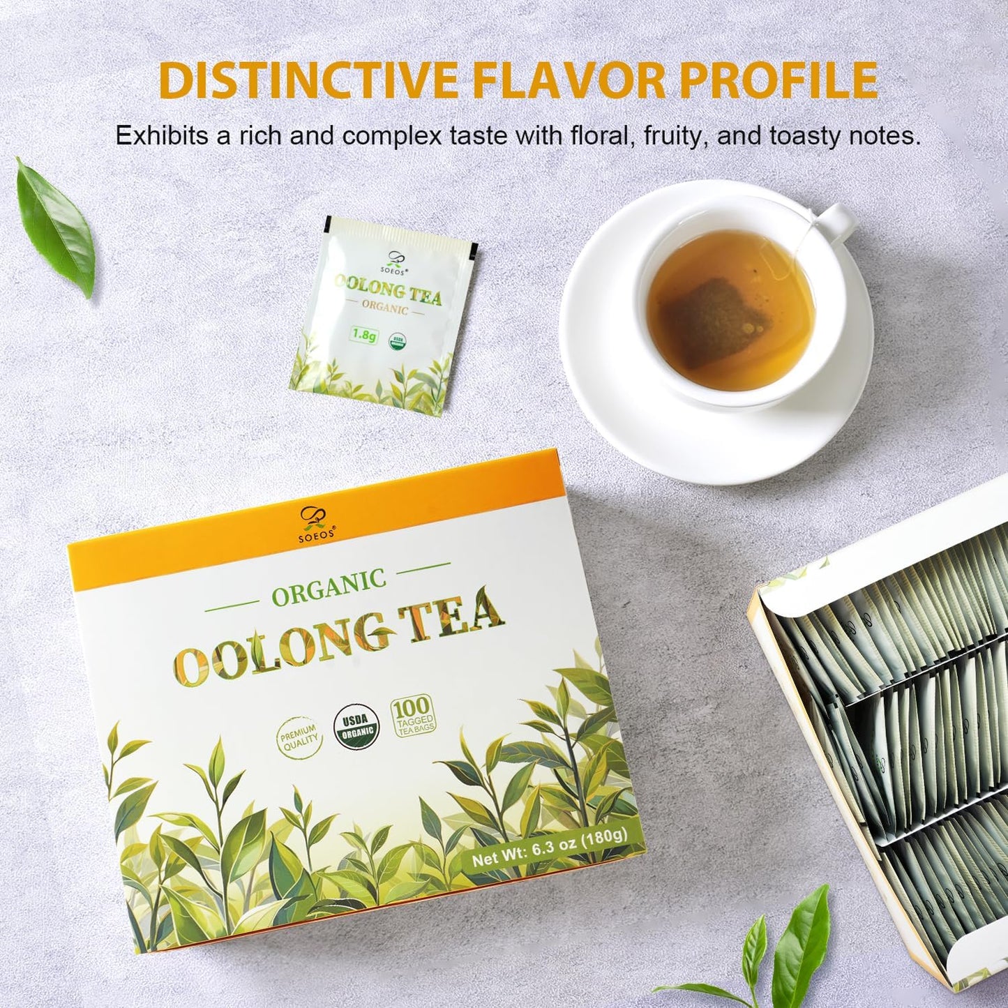 Soeos Organic Oolong Tea  200 Tea Bags (2 Pack)  Low Caffeine  Perfect Alternative to Coffee  Hot and Cold Brew  Fresh and Healthy Oolong Tea