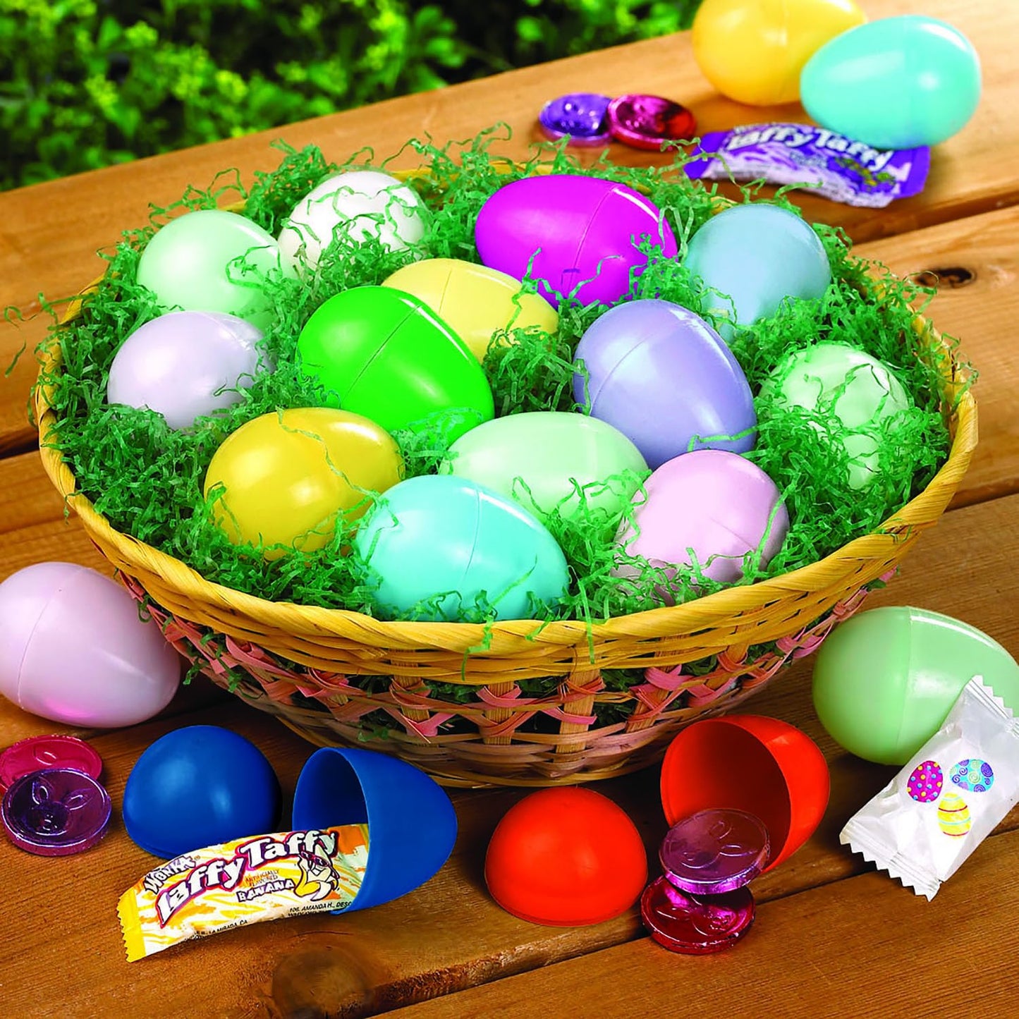 Fun Express Candy Filled Easter Eggs - 24 Count - Plastic - Pastel Colors - Easter Hunt Party Supplies