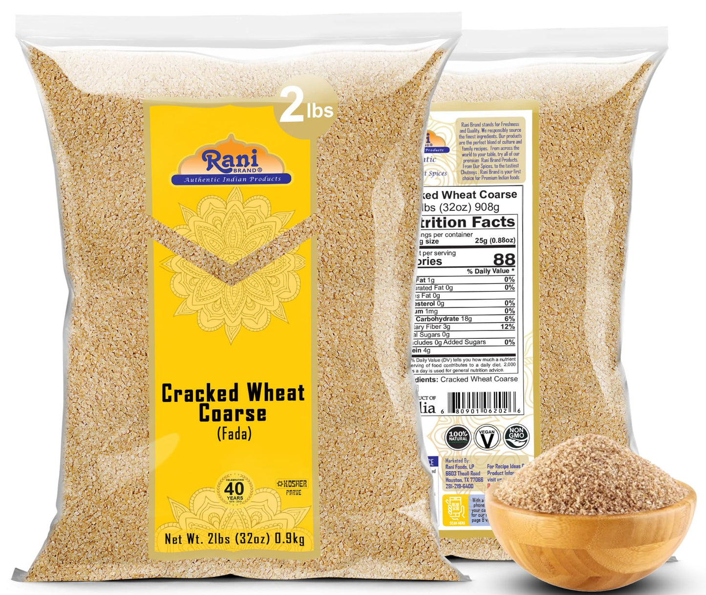 Rani Cracked Wheat Coarse (Fada/Commonly Called Bulgur #2) 32Oz (2Lbs) 907G ~ All Natural | Vegan | No Colors | Non-Gmo | Indian Origin (Dalia)