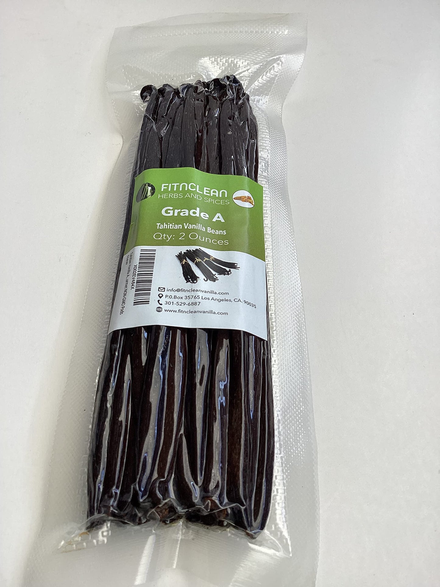 2Oz Tahitian Vanilla Beans Grade A For Extract, Cooking And Baking By Fitnclean Vanilla| 2 Ounces (1/8Lb) Bulk 6-7 Fresh Gourmet Non-Gmo Pods