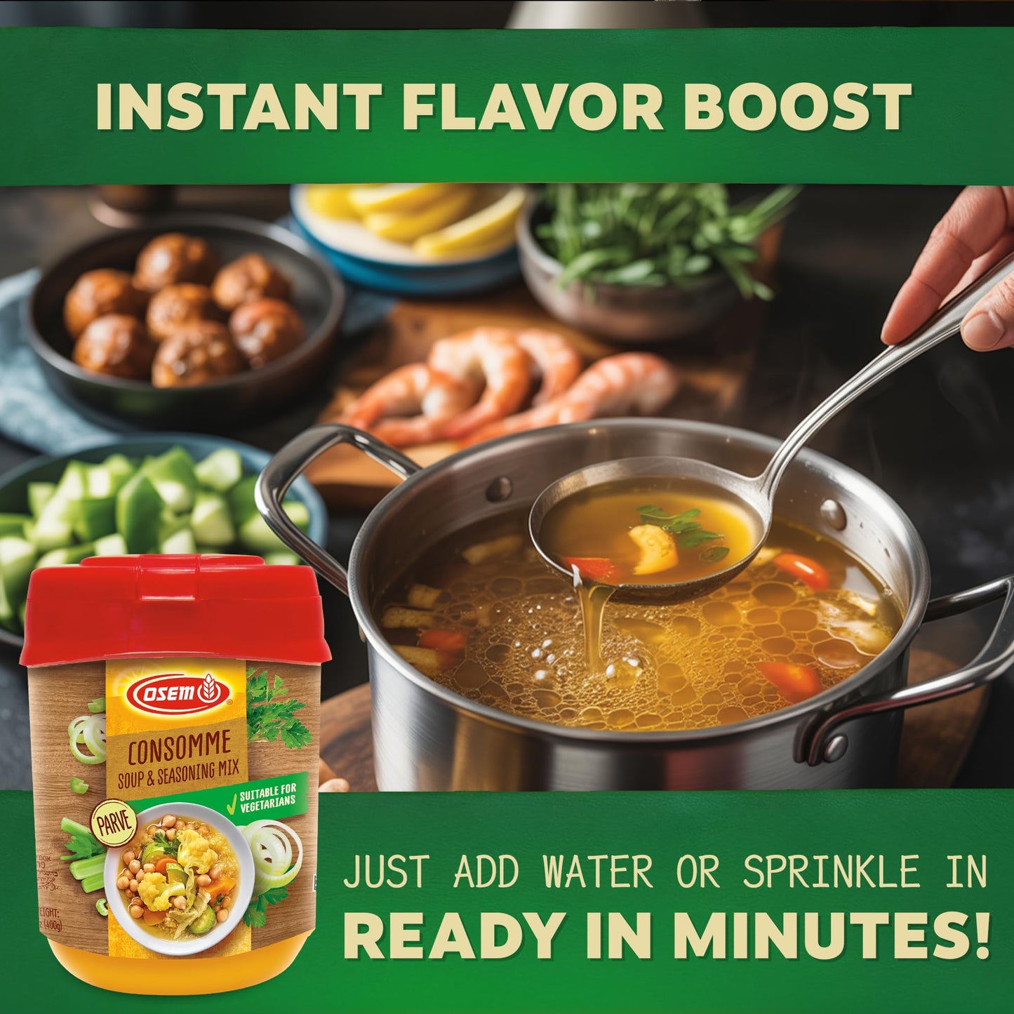Osem Consomme Soup & Seasoning Mix, Chicken Style, 14.1 Ounce (Pack of 4)