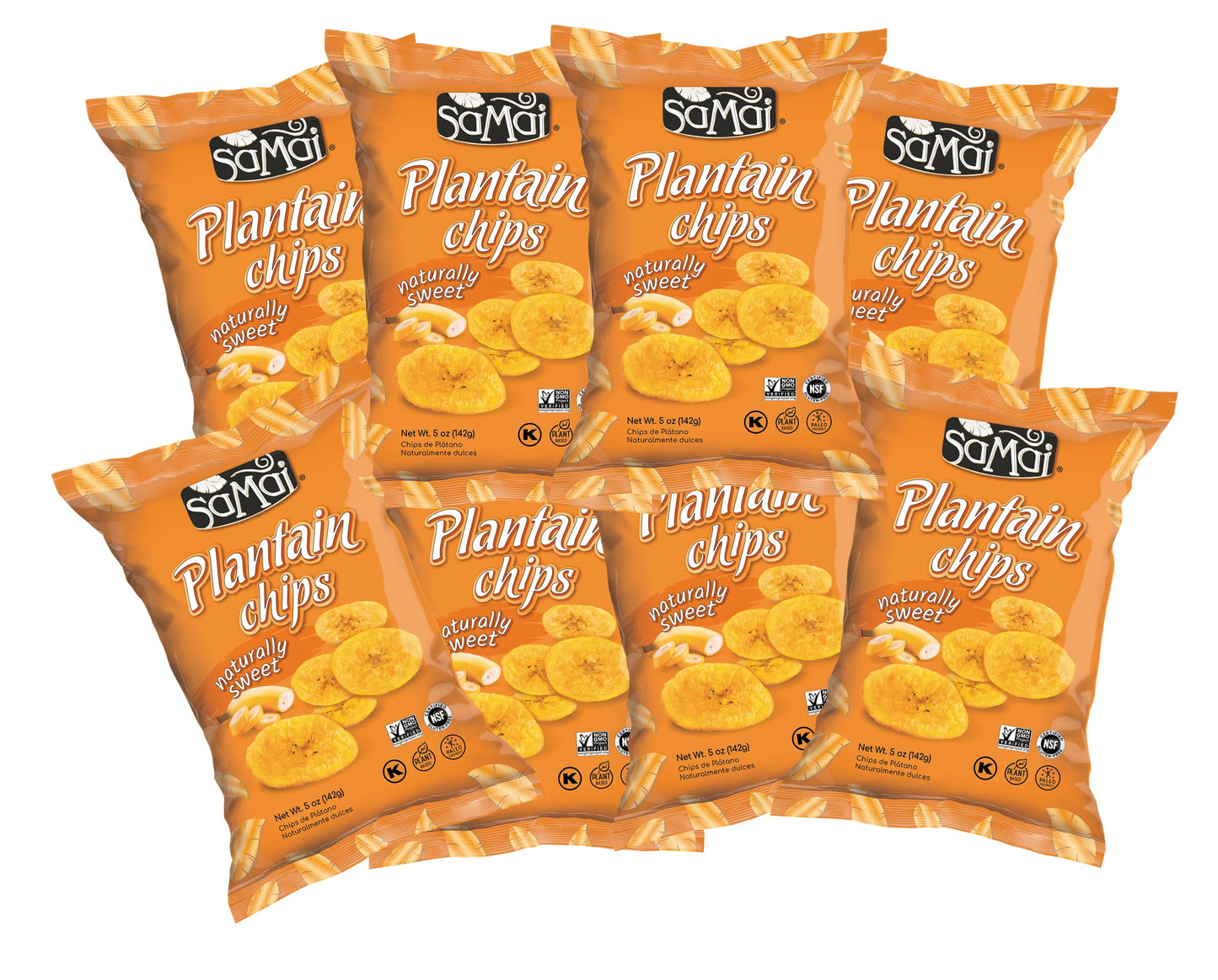 Samai Naturally Sweet Plantain Chips 5Oz (Pack Of 8) - Gluten Free, All Natural, Non-Gmo And Kosher
