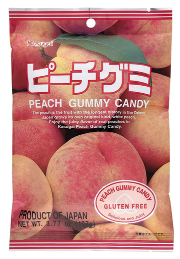 Kasugai Peach Gummy Candy 3.77Oz (9 Pack)