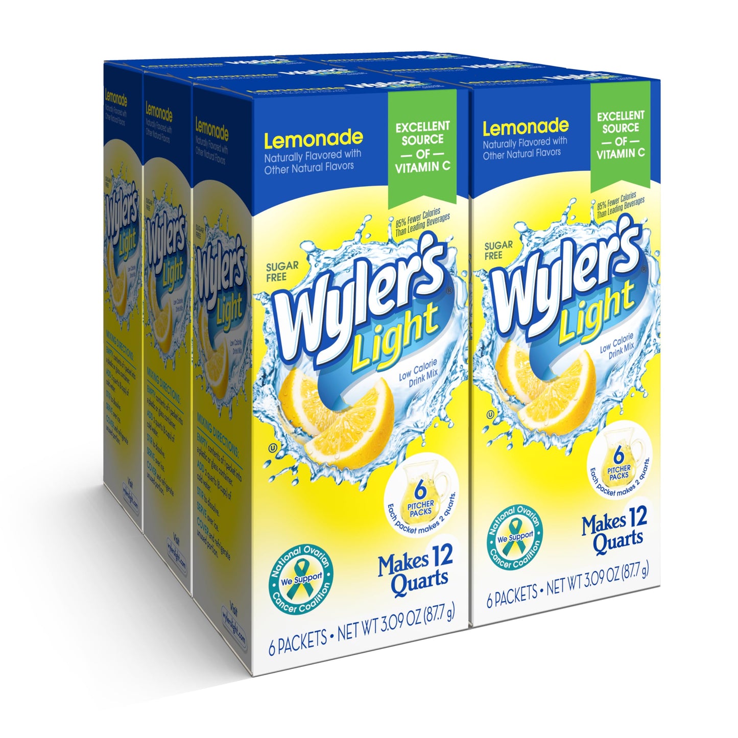 Wyler s Light Pitcher Packs, Water Drink Mix, Lemonade, 6 Boxes (36 Pitcher Packets)