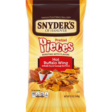 Snyders of Hanover Pretzel Pieces, Hot Buffalo Wing, 12 Ounce (Pack of 12)