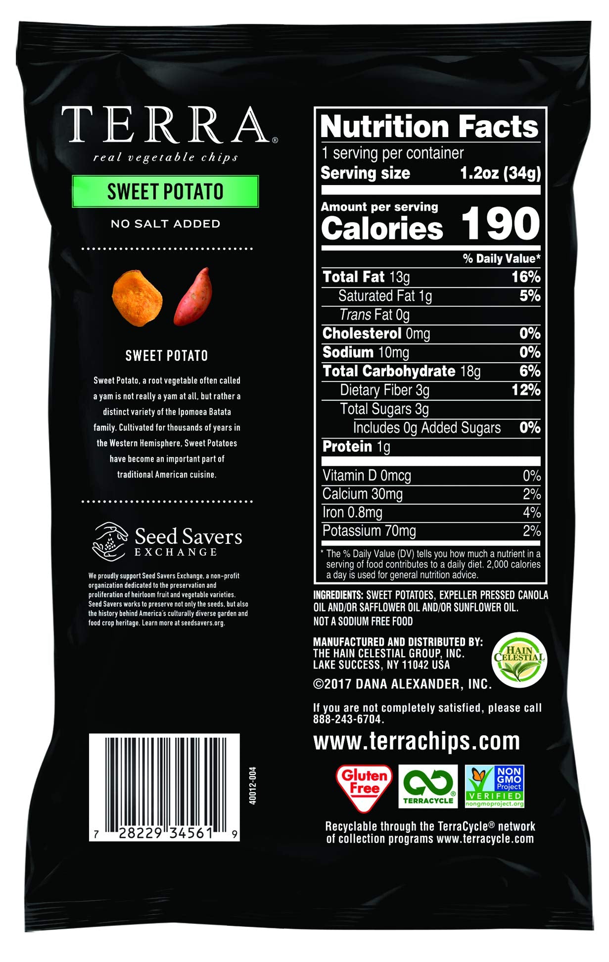 Terra Vegetable Chips, Snack Size Variety Pack, Original, Blues And Sweet Potato (Pack Of 24)