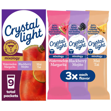 Crystal Light Mixology Variety Pack Powdered Drink Mix, 9 Single Serve Packets, 1.4 Ounce, Model 00043000093467