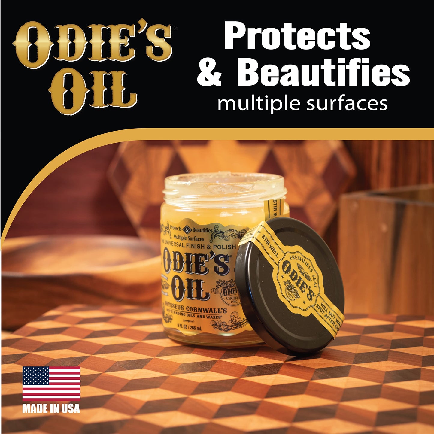 Odie'S Oil        Universal Finish For Wood        Leather        Plastic        Vinyl        Metal And More        9 Ounce Glas